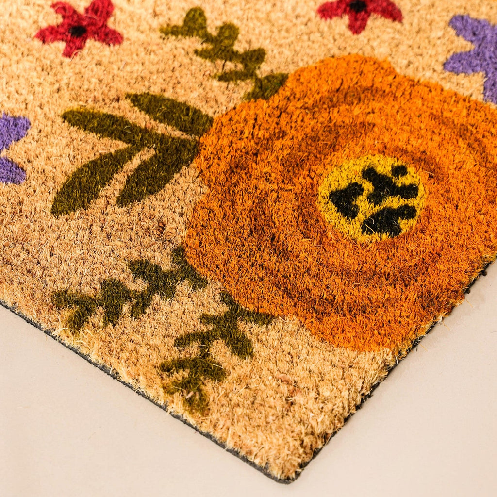 Floral Print Coir Doormat 36x24 Inch Nestasia