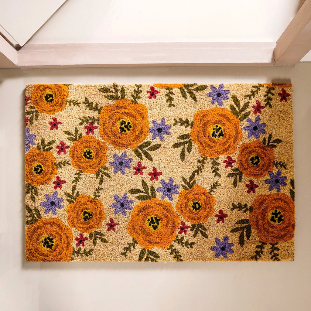 Floral Print Coir Doormat 36x24 Inch Nestasia