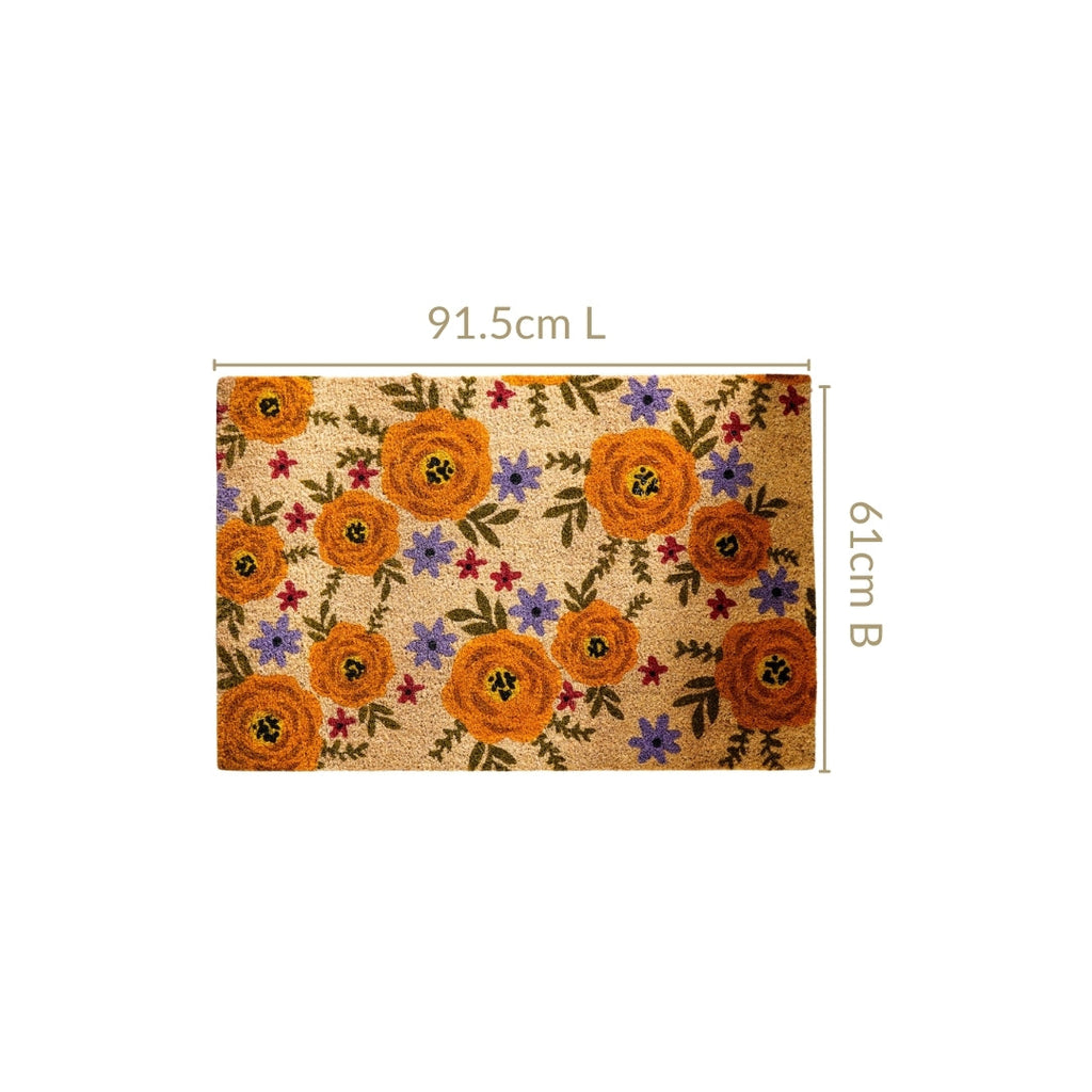 Floral Print Coir Doormat 36x24 Inch Nestasia
