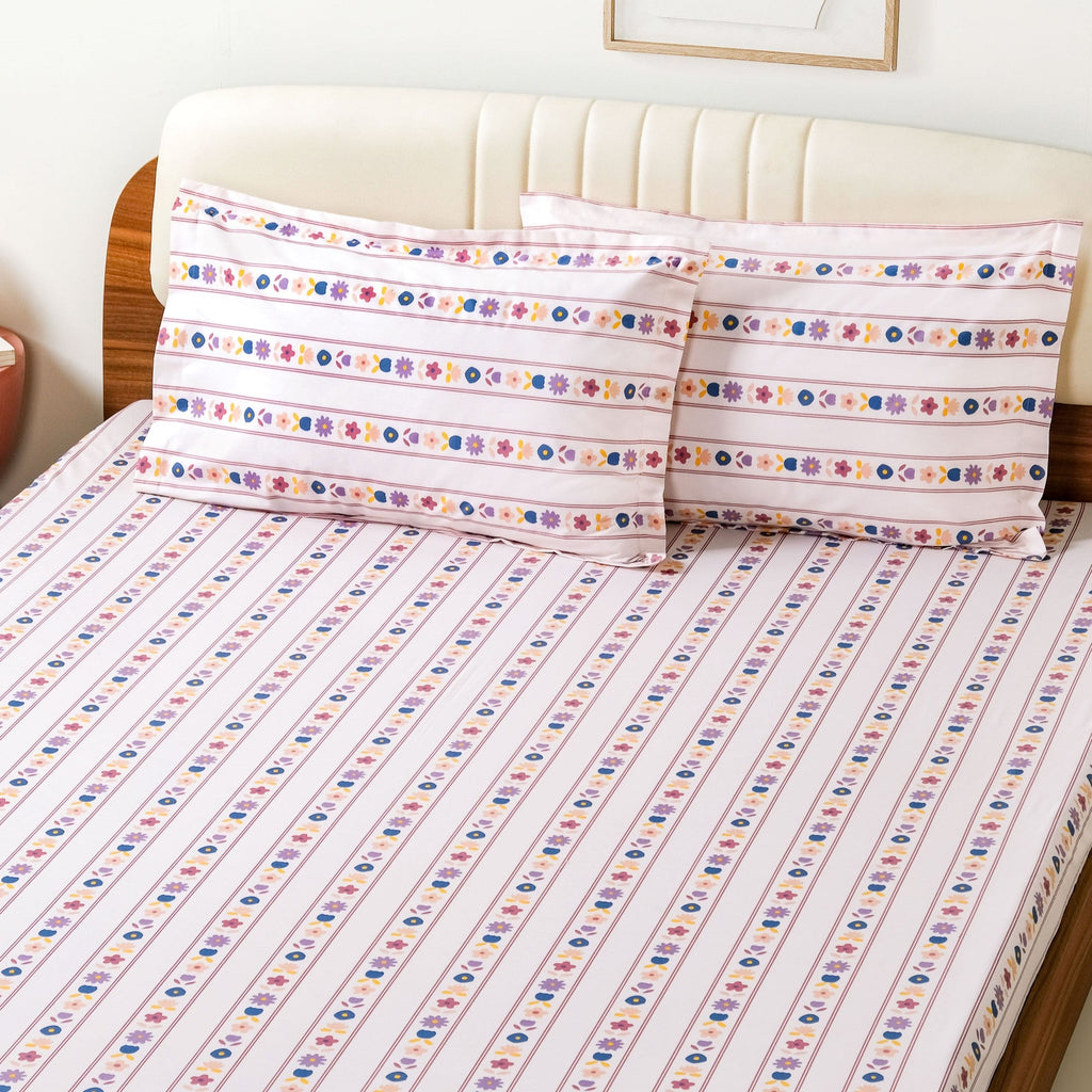 Floral Retreat Queen Size Cotton Bedding Set 254x229cm Nestasia