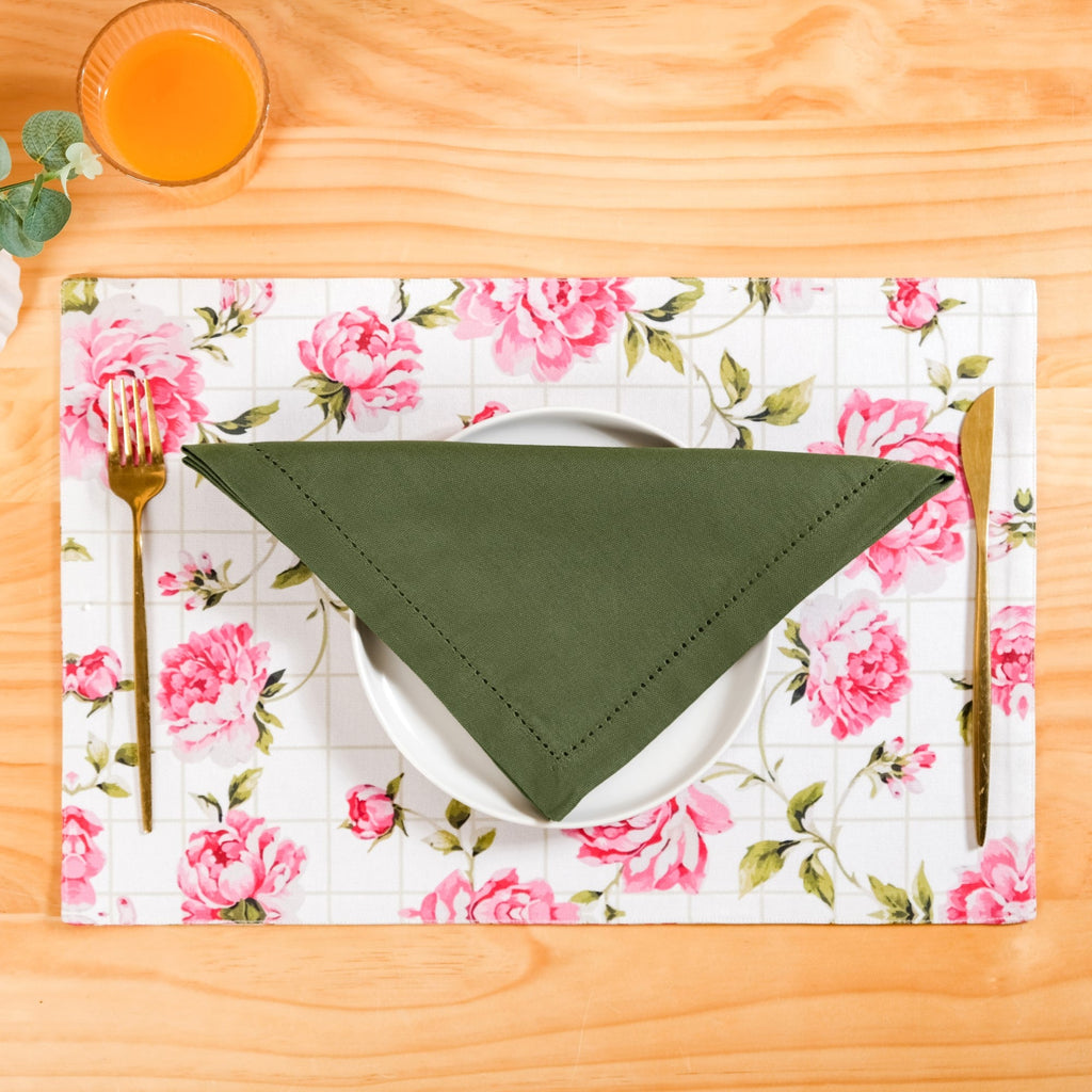 Floral Rouge Cotton Table Napkin Olive Green Set Of 6 Nestasia