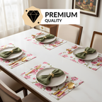 Floral Rouge Table Linen Gift Hamper With Set Of 6 Rings Napkins And Mats Nestasia