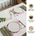 Floral Rouge Table Linen Gift Hamper With Set Of 6 Rings Napkins And Mats Nestasia