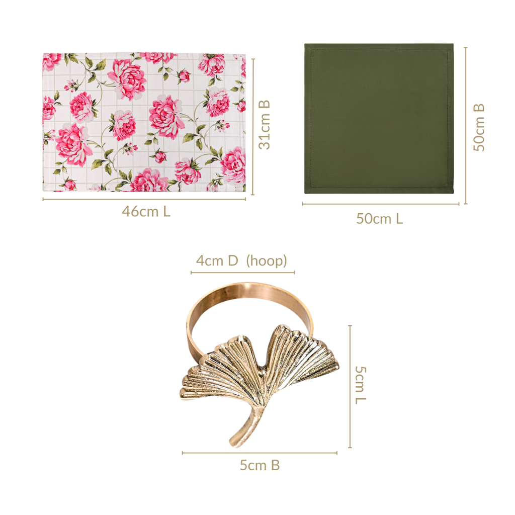 Floral Rouge Table Linen Gift Hamper With Set Of 6 Rings Napkins And Mats Nestasia