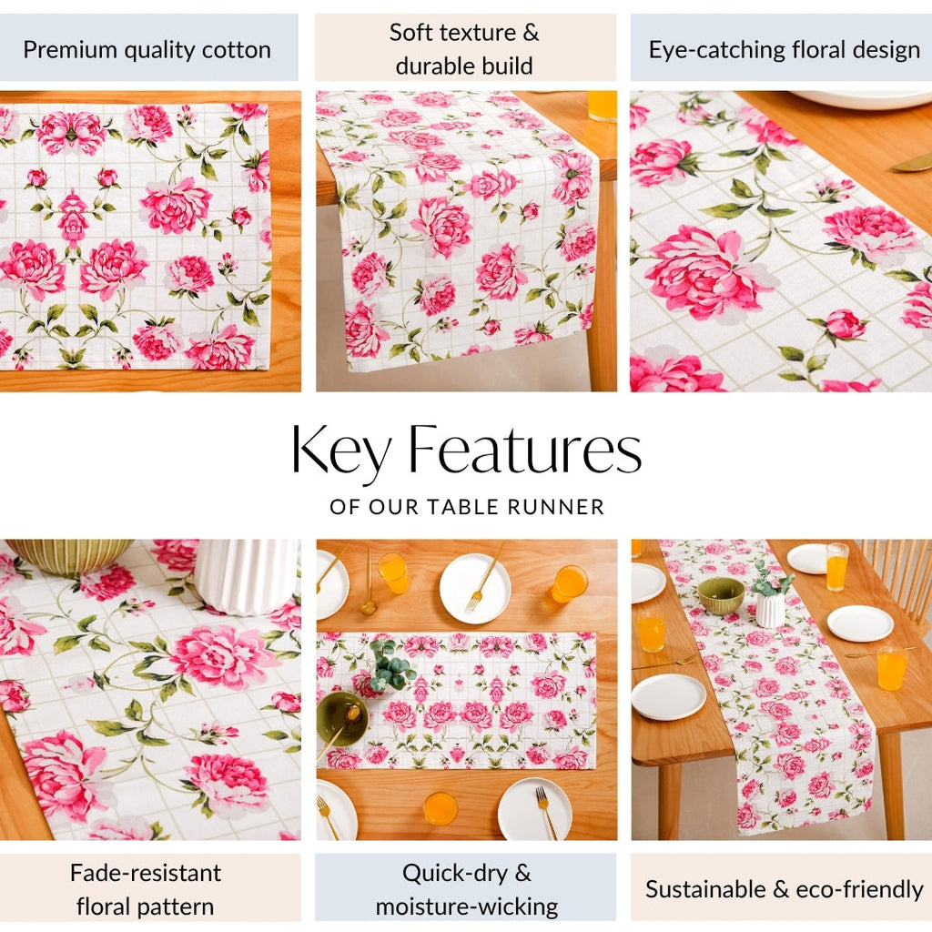 Floral Rouge Luxe 8 Seater Table Runner 265x36cm Nestasia
