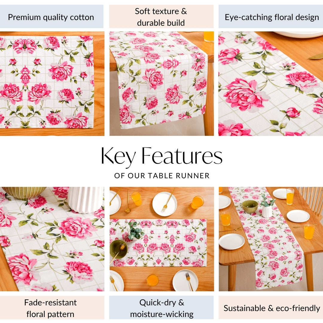 Floral Rouge Luxe 8 Seater Table Runner 265x36cm Nestasia
