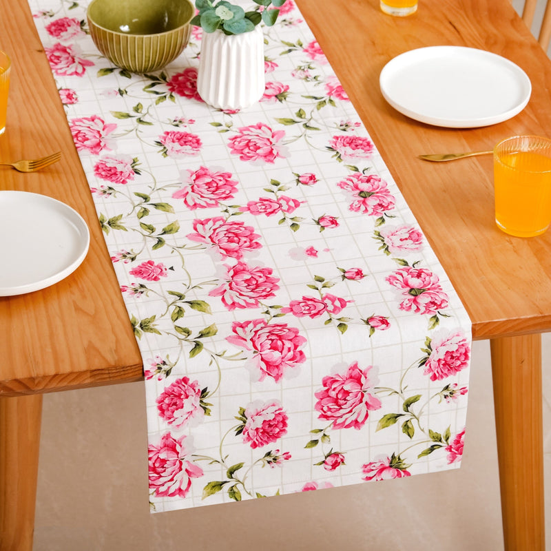 Floral Rouge Pure Cotton 6 Seater Table Runner 186x37cm Nestasia