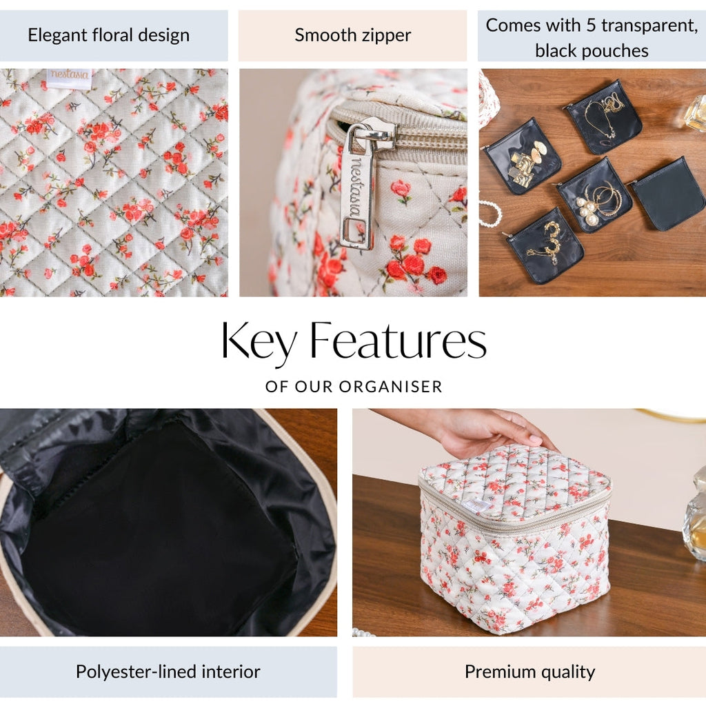 Floral Trinket Storage Bag With Pouch Set Of 6 Orange Nestasia