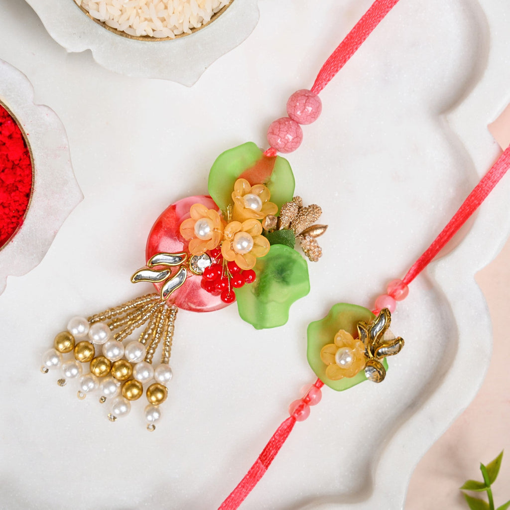 Floral Symphony Rakhi Lumba Set Nestasia