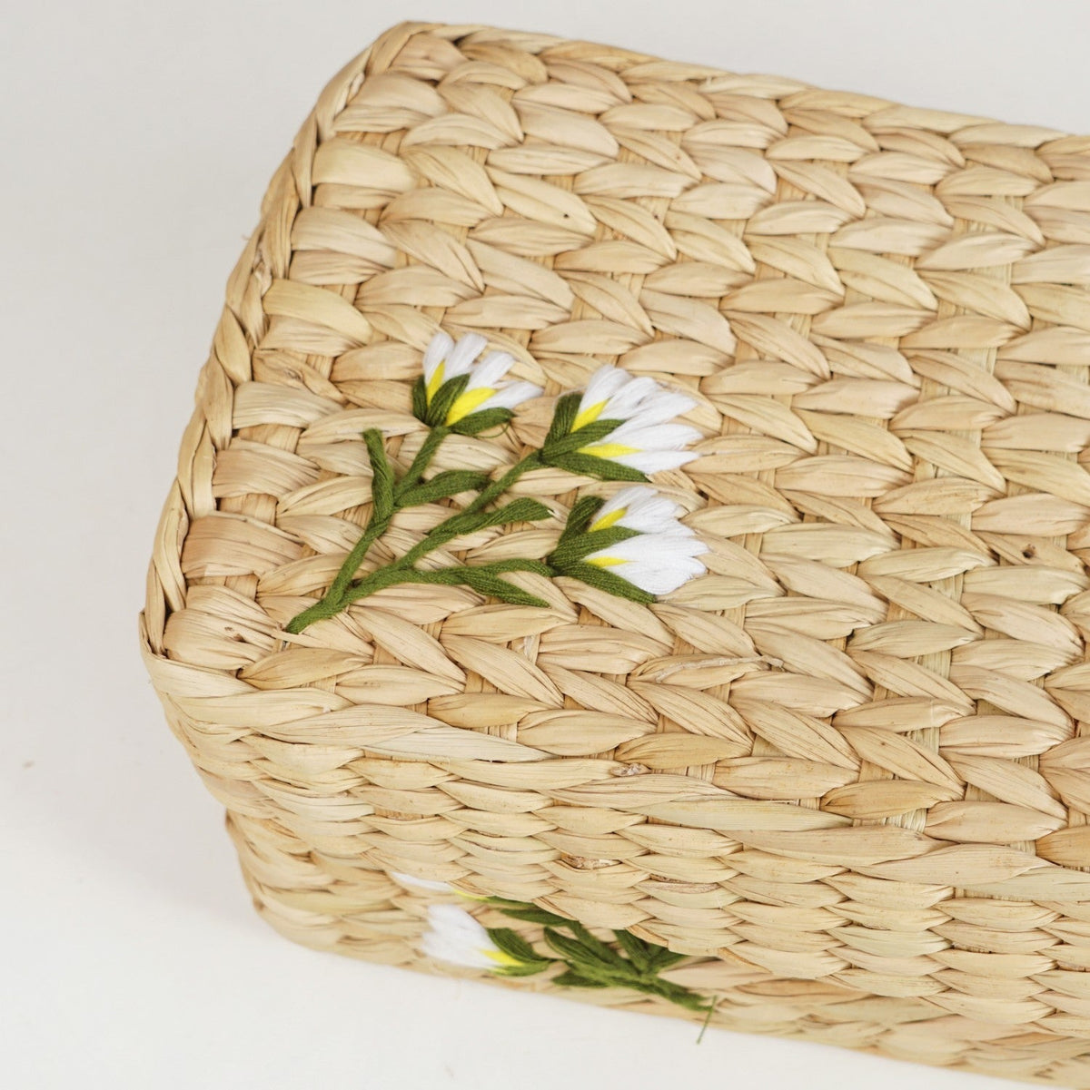 Kauna Storage Basket With Floral Embroidery – Keepsake Organizer Box Nestasia