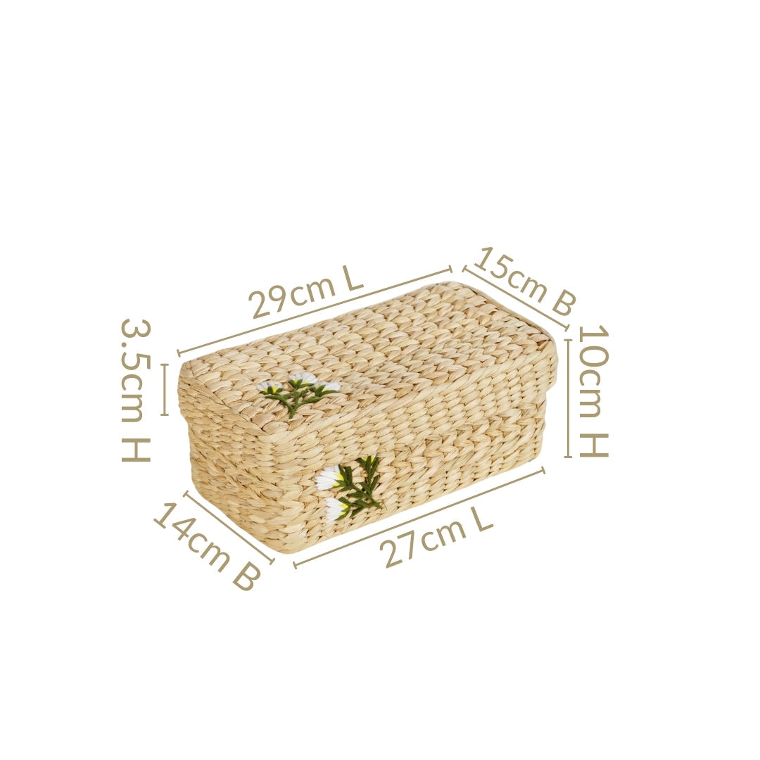 Kauna Storage Basket With Floral Embroidery – Keepsake Organizer Box Nestasia