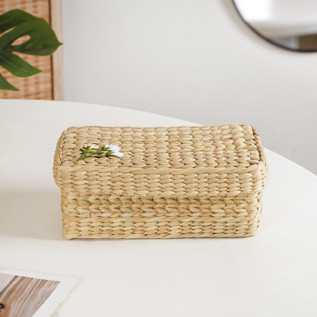 Kauna Storage Basket With Floral Embroidery – Keepsake Organizer Box Nestasia