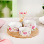 Soft Girl Floral Print Bowls With Tray And Toothpick Holder Set Of 6 Nestasia