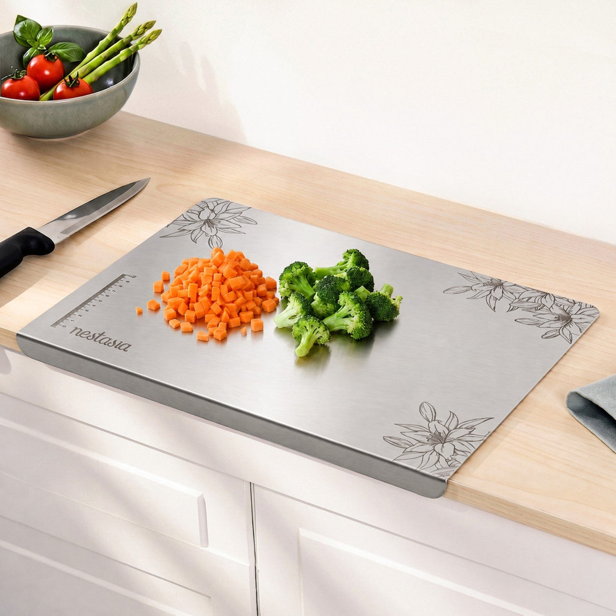 Floral Engraved Countertop Chopping Board Nestasia