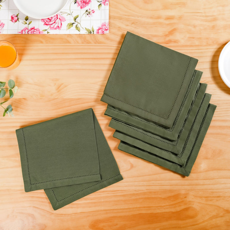 Floral Rouge Cotton Table Napkin Olive Green Set Of 6 Nestasia