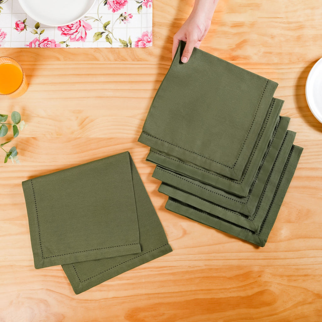 Floral Rouge Cotton Table Napkin Olive Green Set Of 6 Nestasia