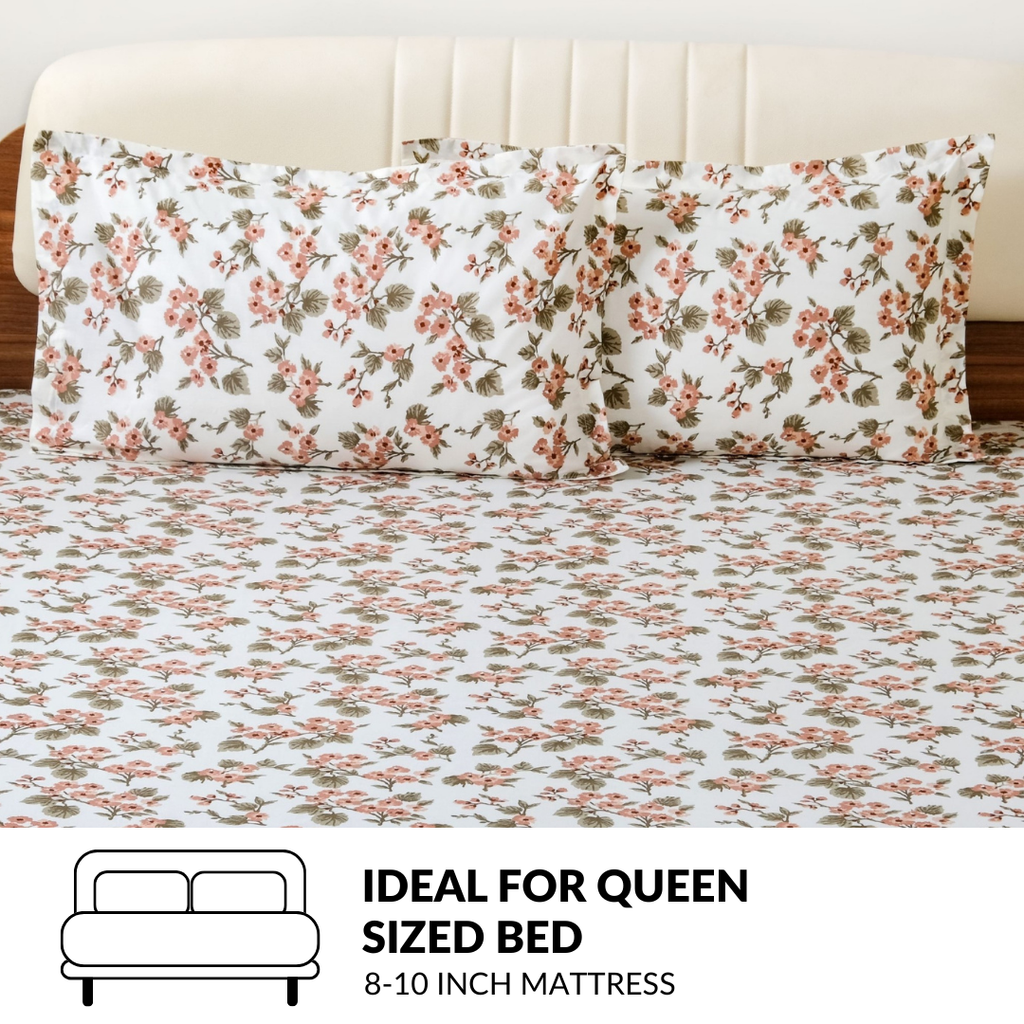 Florence Meadow Pure Cotton Queen Size Bedding Set 254x229cm Nestasia