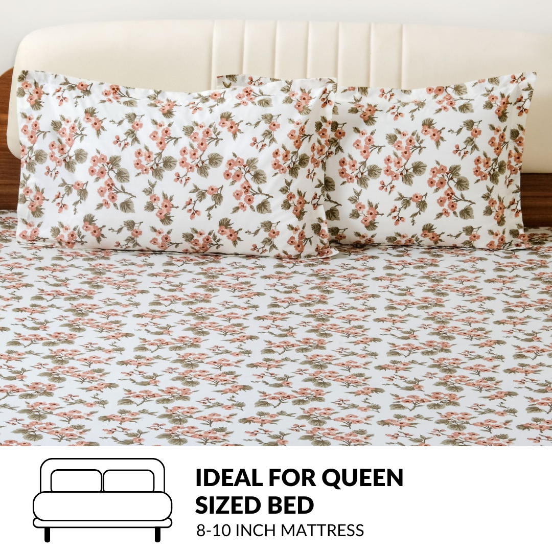 Florence Meadow Pure Cotton Queen Size Bedding Set 254x229cm Nestasia