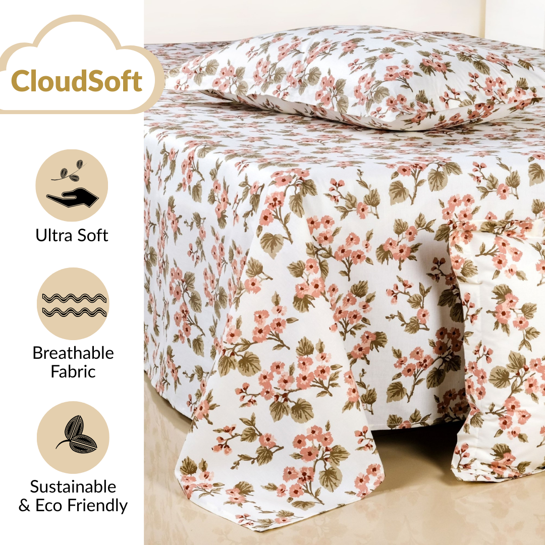 Florence Meadow Pure Cotton Queen Size Bedding Set 254x229cm Nestasia