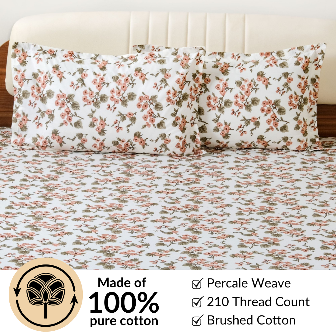 Florence Meadow Pure Cotton Queen Size Bedding Set 254x229cm Nestasia