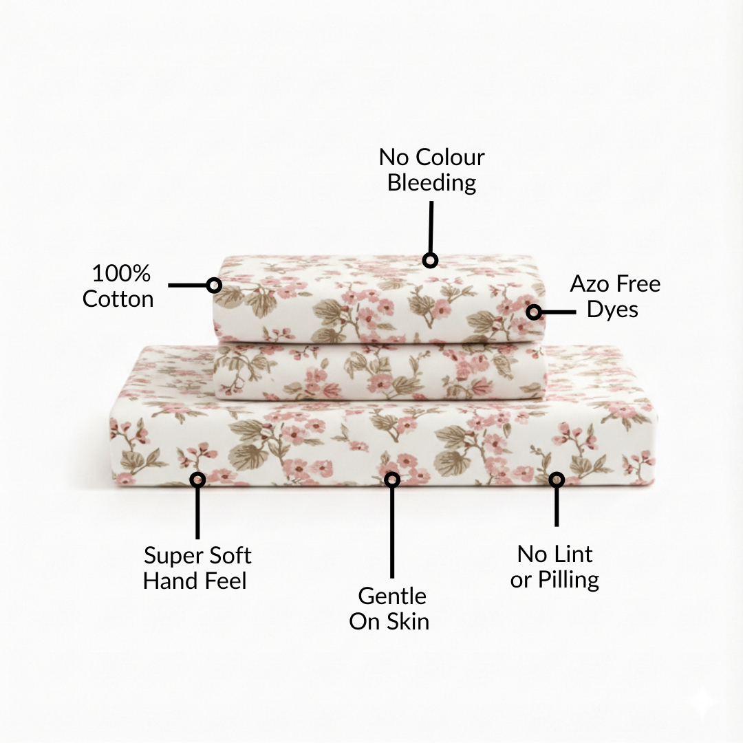 Florence Meadow Pure Cotton Queen Size Bedding Set 254x229cm Nestasia