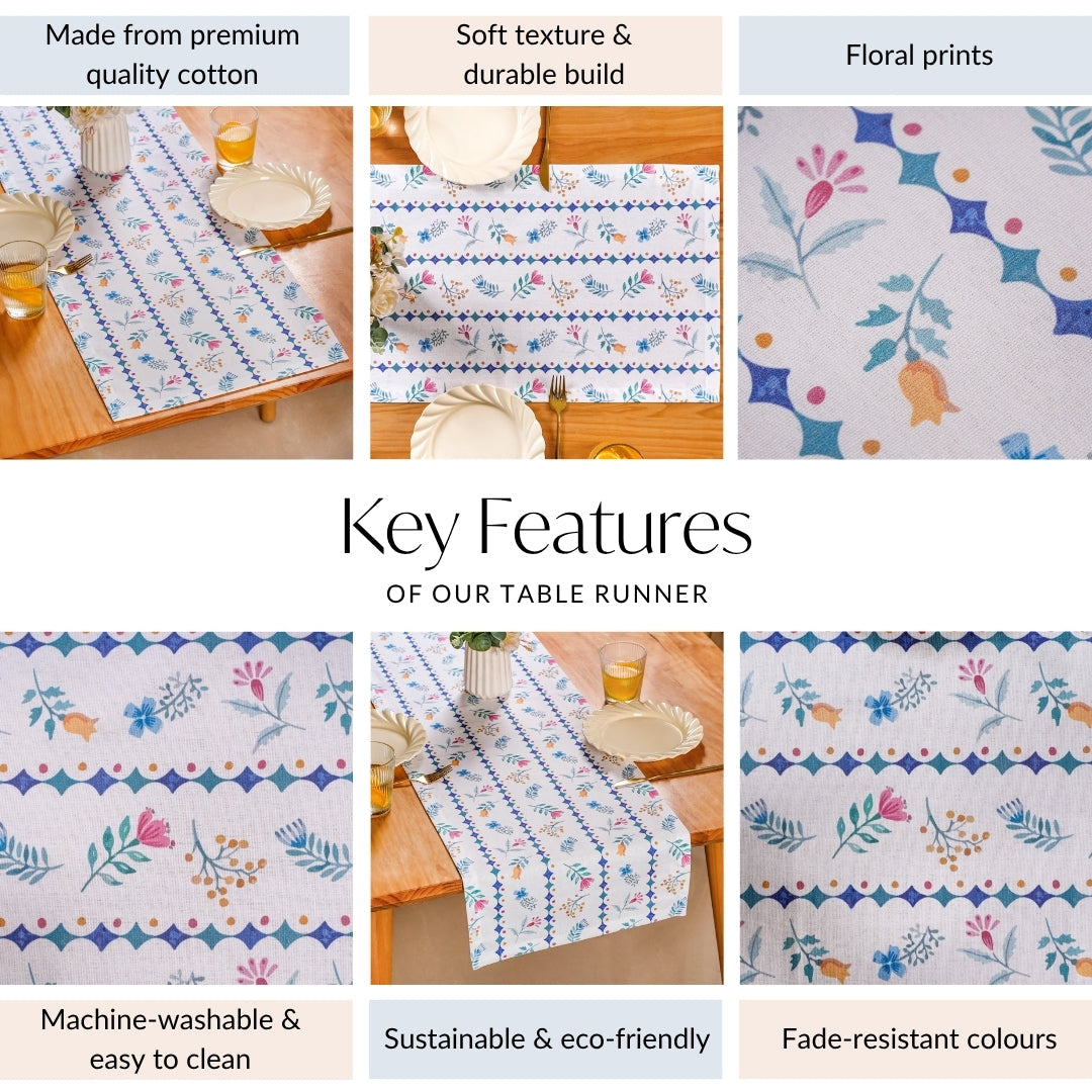 Florina Pure Cotton 6 Seater Runner 190x36cm Nestasia