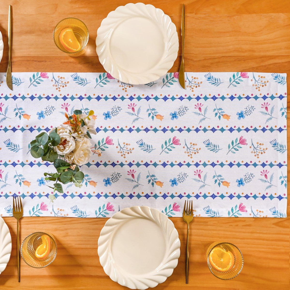 Florina Pure Cotton 8 Seater Runner 266x36cm Nestasia