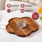 Petalia Acacia Wood Platter With Bowl Set Of 2 Nestasia