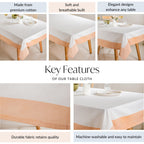 Ventosa Cotton Tablecloth For 6 Seater In Peach 200x150cm Nestasia