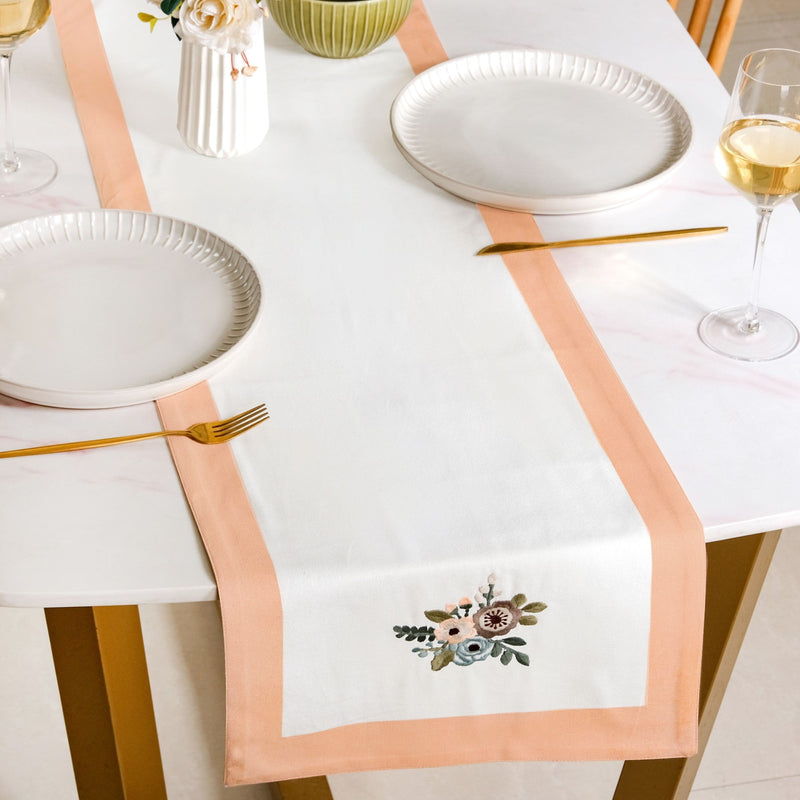 Ventosa Pure Cotton Table Runner In Peach 180x36cm Nestasia