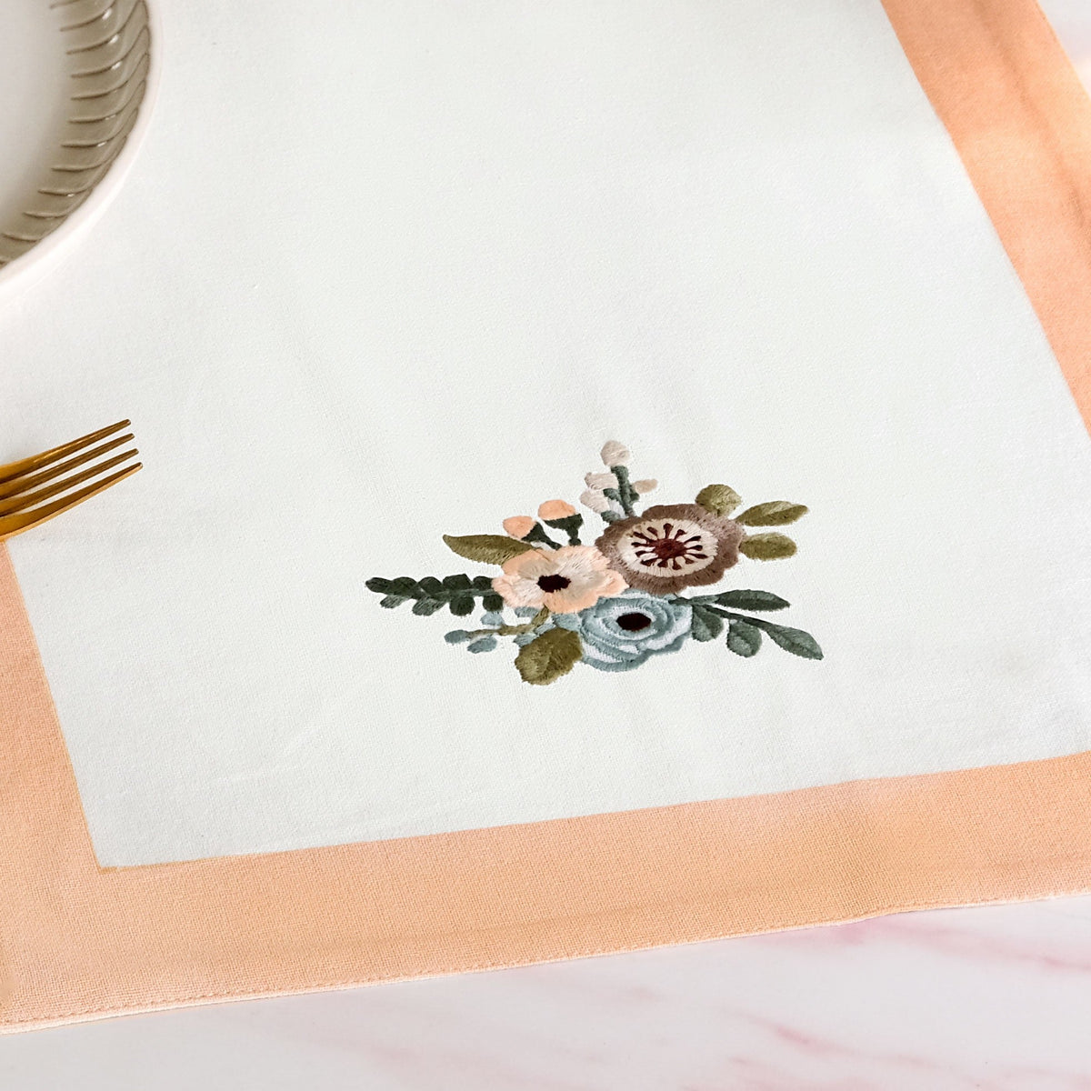 Ventosa Pure Cotton Table Runner In Peach 180x36cm Nestasia