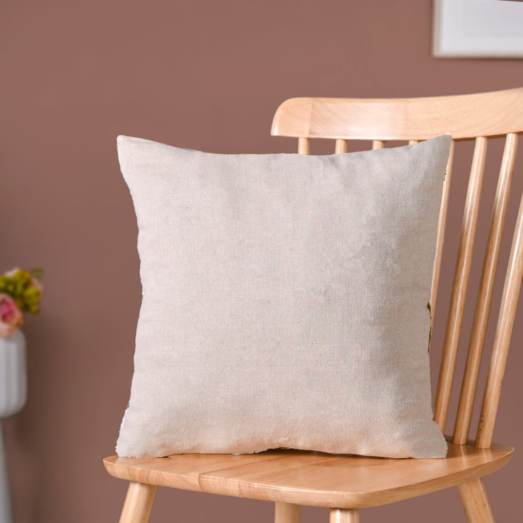 Flower Arches Embroidered Cushion Cover Beige 40x40cm Nestasia