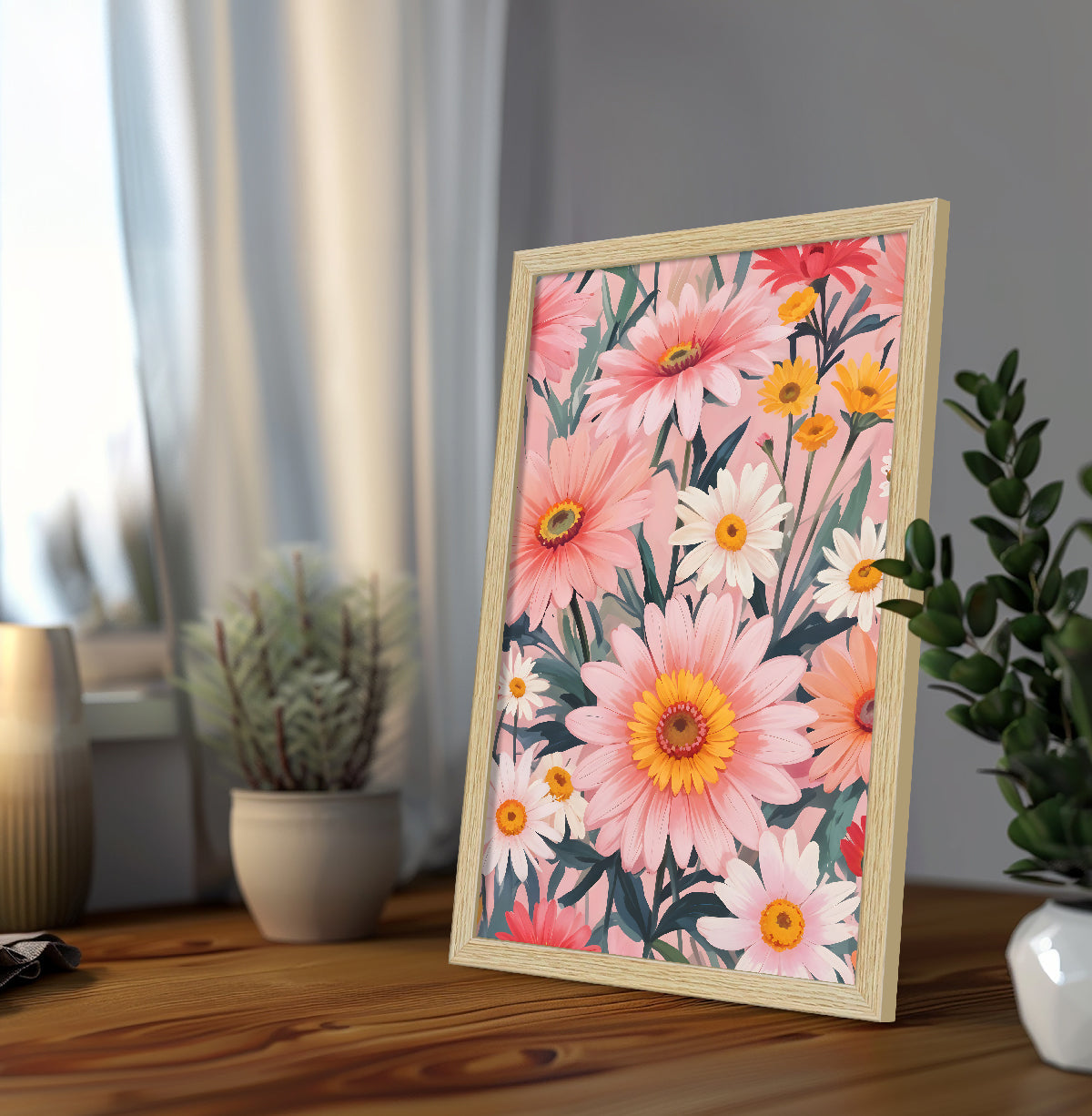 ArtX Floral Art Paintings with Frame for Home Decor, Living Room, Multicolor, Set of 2 AXII-24-FLR ArtX