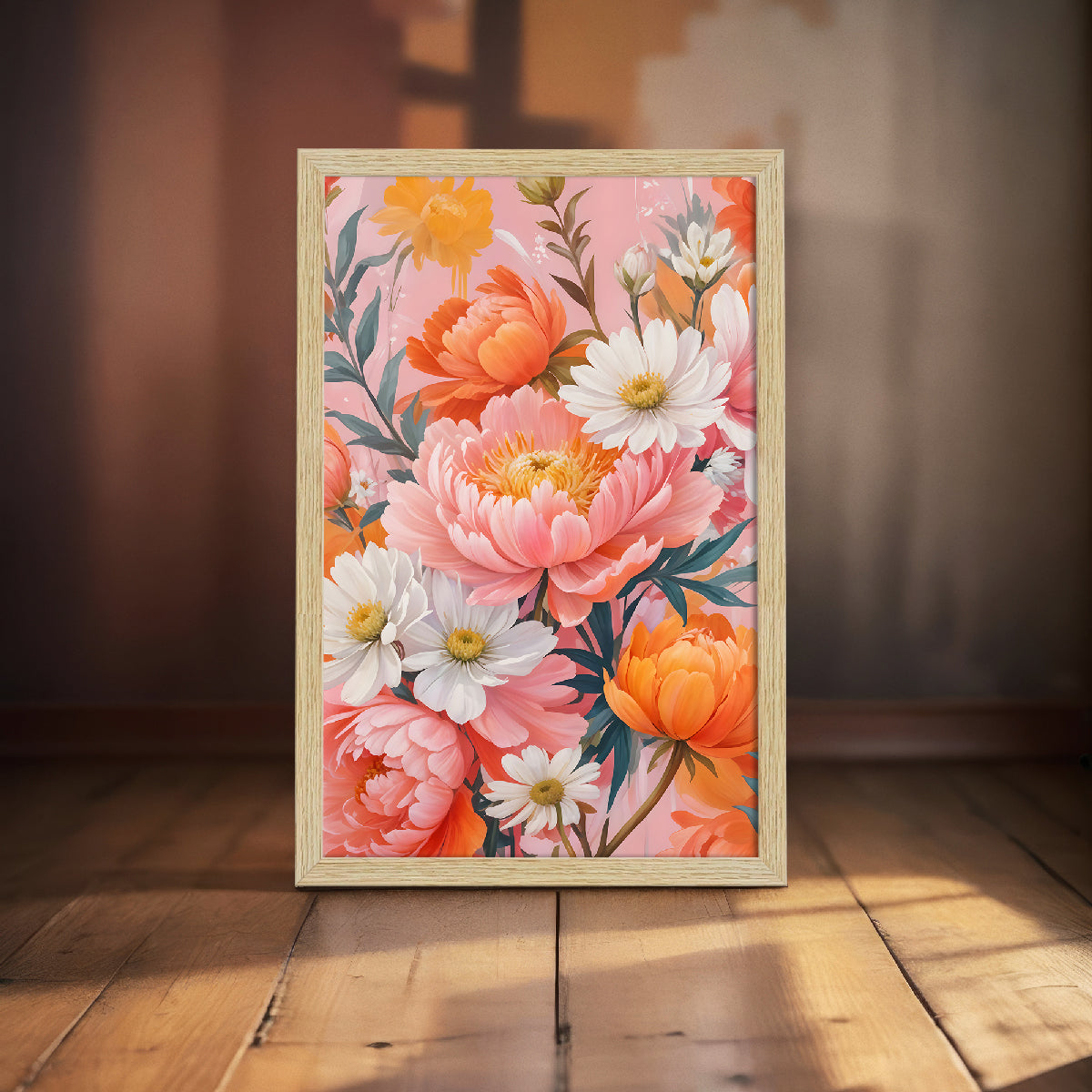 ArtX Floral Art Paintings with Frame for Home Decor, Living Room, Multicolor, Set of 2 AXII-24-FLR ArtX