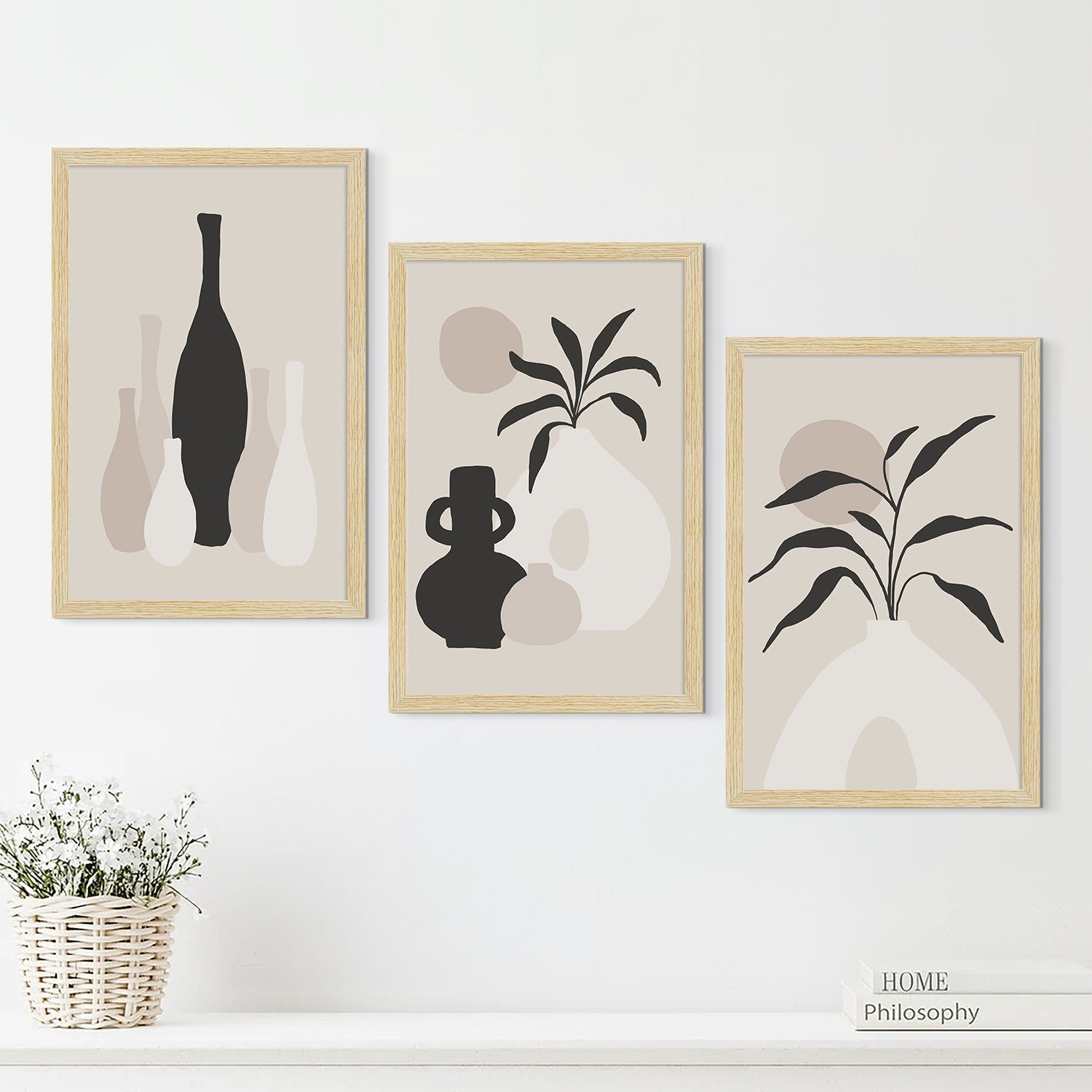 Boho Floral Vases Art Paintings, Painting For Wall Living Room, AXIII-23-FLR ArtX