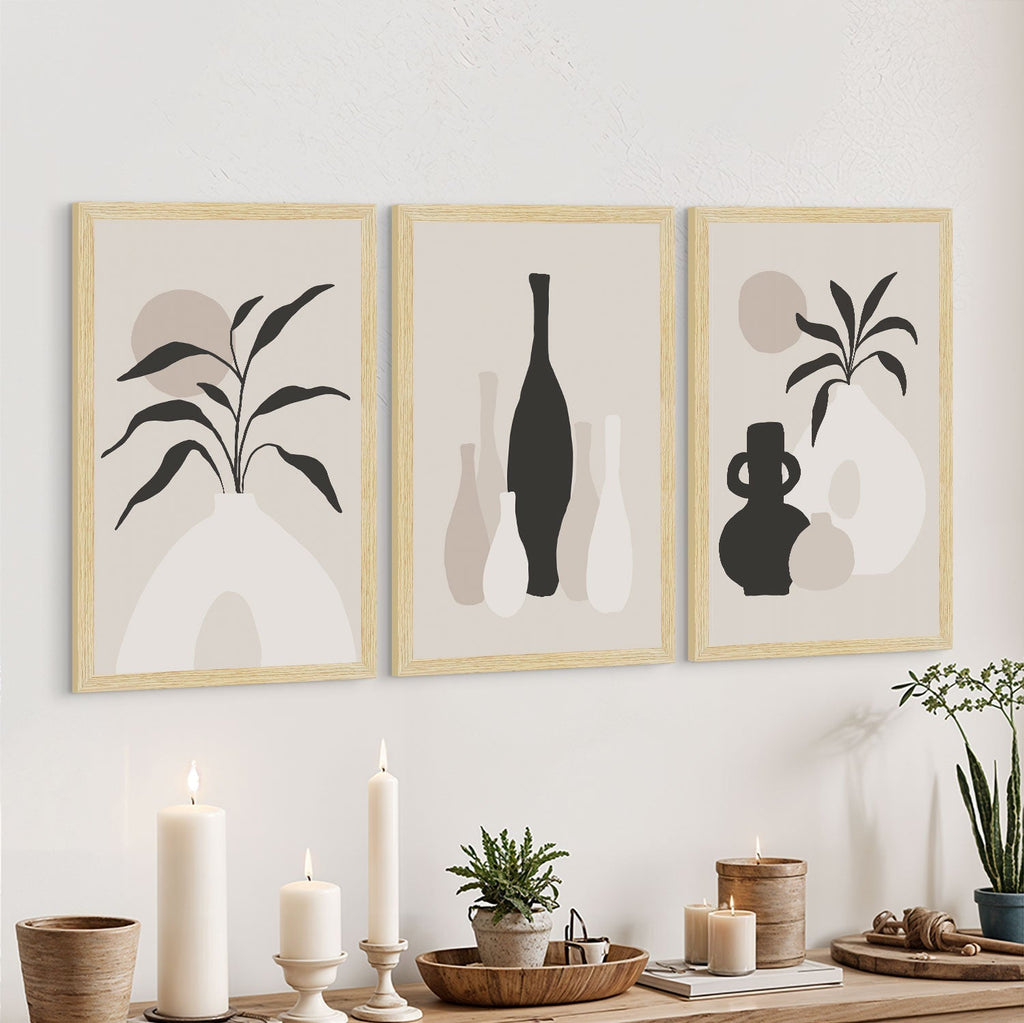 Boho Floral Vases Art Paintings, Painting For Wall Living Room, AXIII-23-FLR ArtX