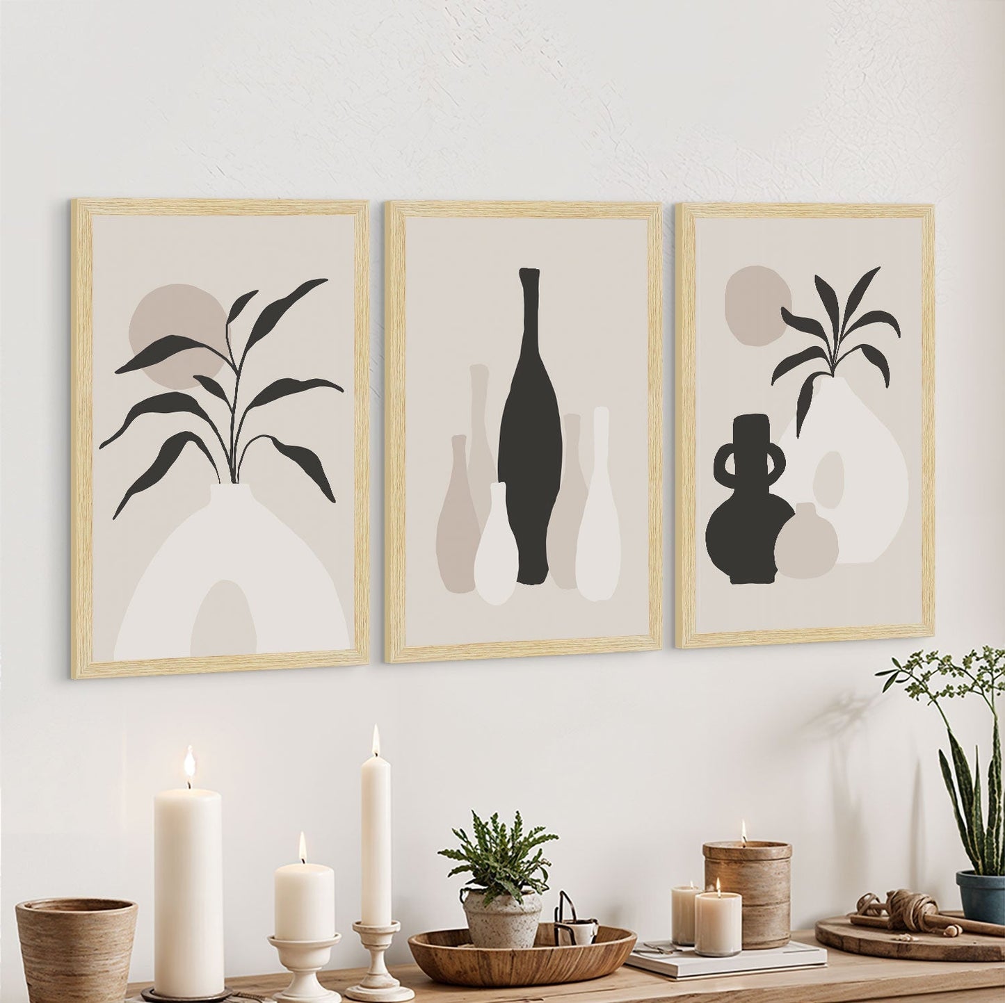 Boho Floral Vases Art Paintings, Painting For Wall Living Room, AXIII-23-FLR