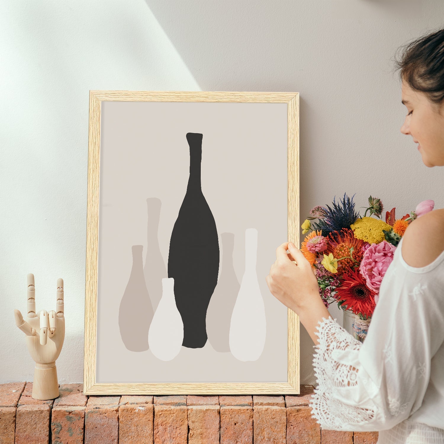 Boho Floral Vases Art Paintings, Painting For Wall Living Room, AXIII-23-FLR ArtX