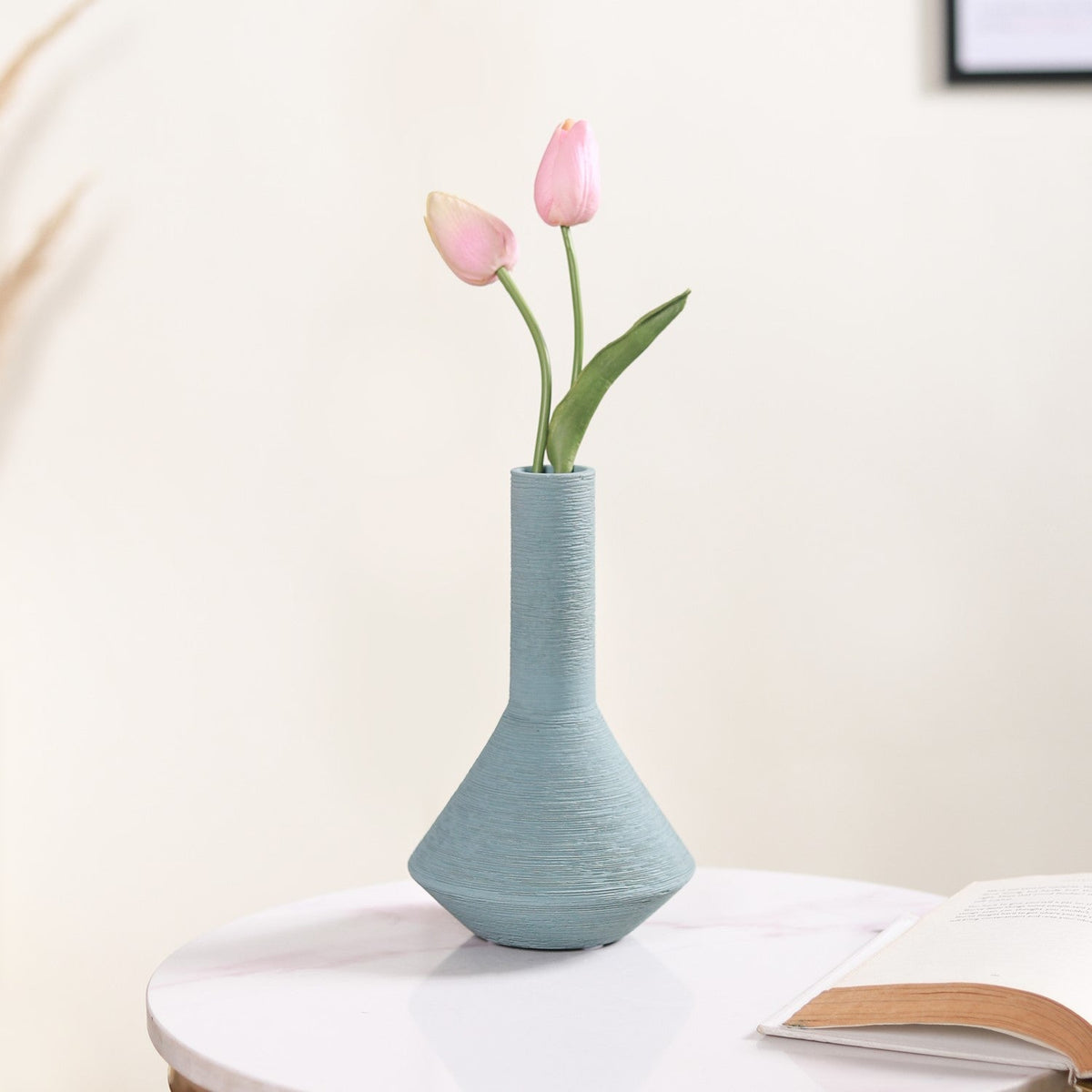 Brushed Texture Scandinavian Vase Blue Nestasia