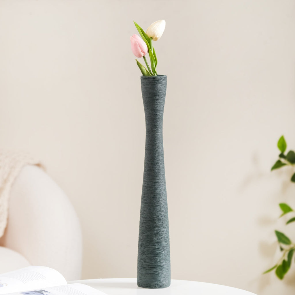 Ceramic Matte Finish Textured Thin Vase Nestasia