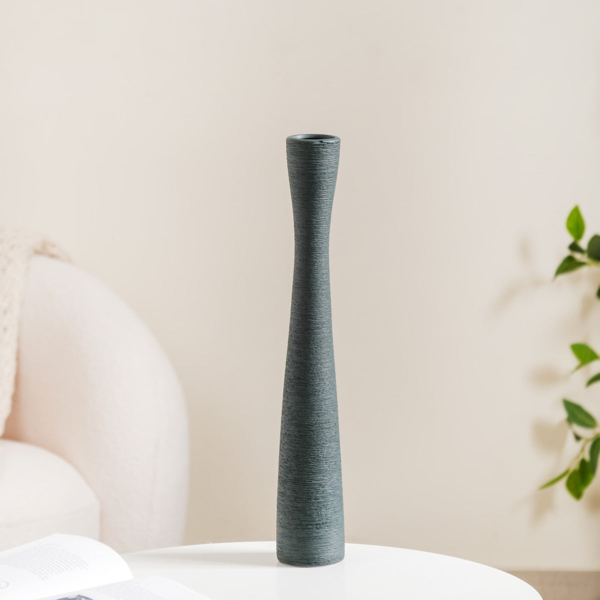 Ceramic Matte Finish Textured Thin Vase Nestasia