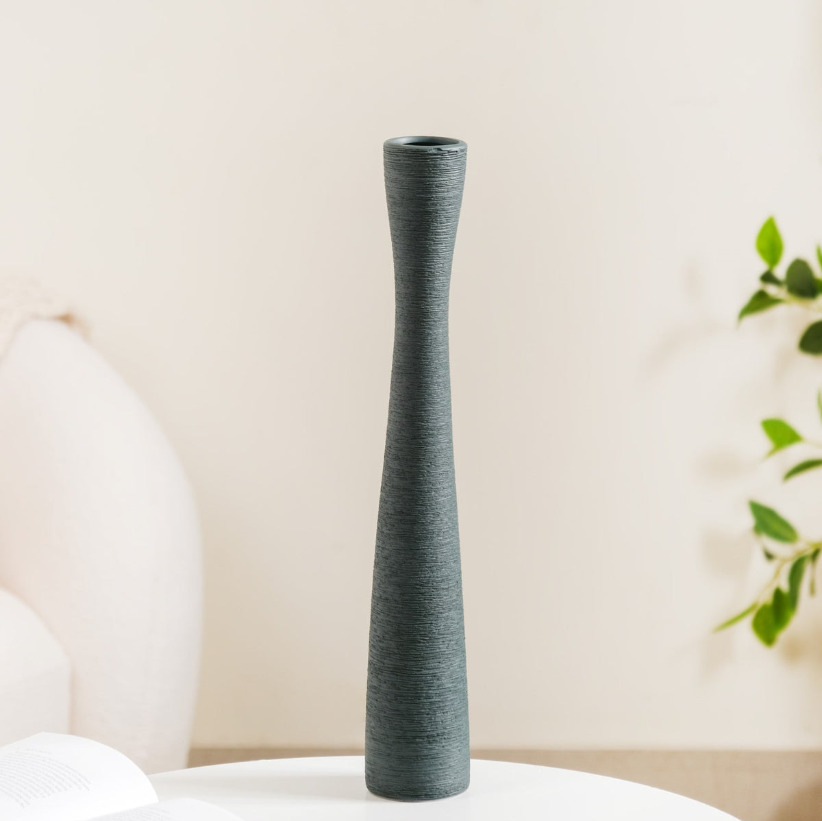 Ceramic Matte Finish Textured Thin Vase Nestasia