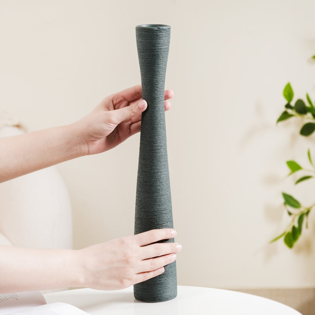 Ceramic Matte Finish Textured Thin Vase Nestasia