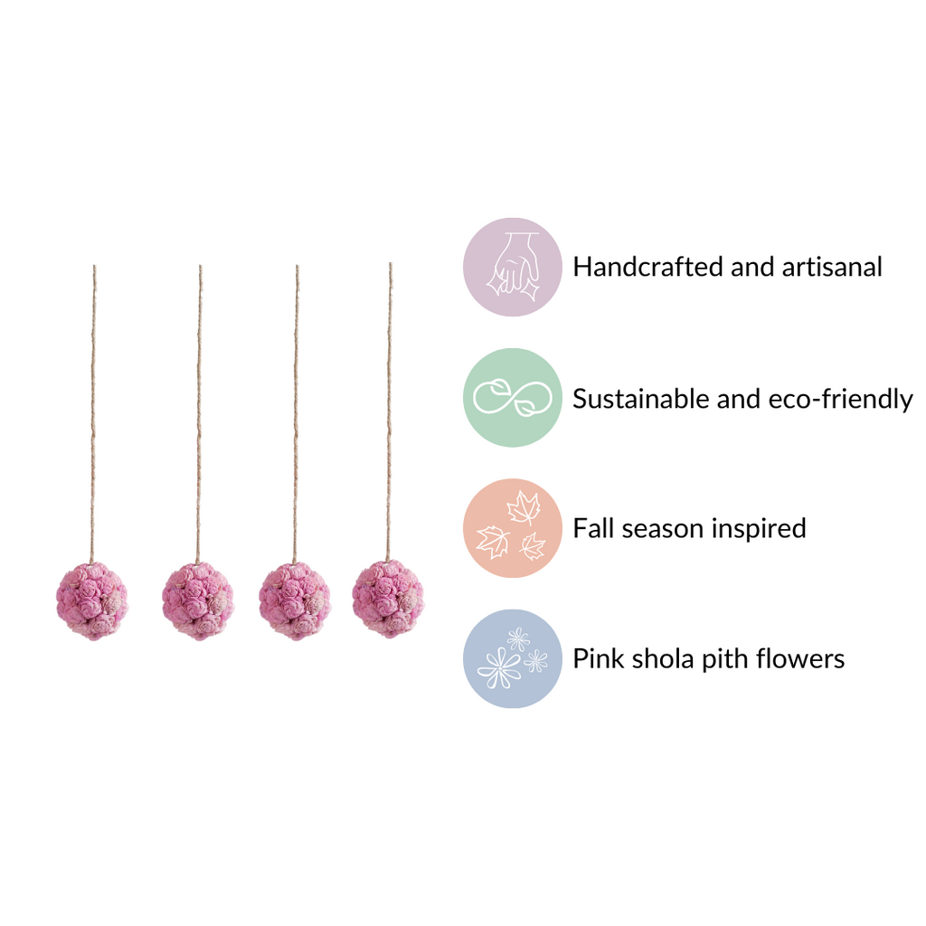 Sustainable Sola Flower Wall Hanging Decor Set of 4 Pink Nestasia