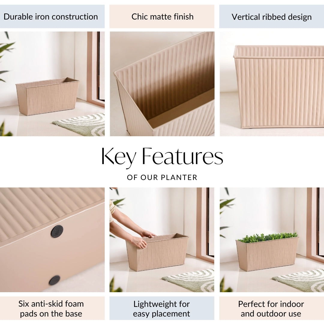 Fluted Balcony Planter Box Taupe Nestasia