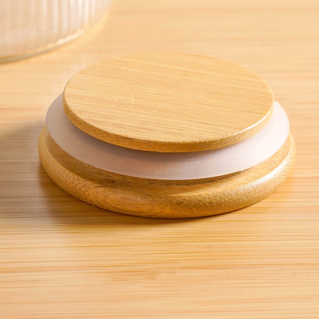 Fluted Cooking Oil Dispenser Bottle With Wooden Lid 1000ml Nestasia