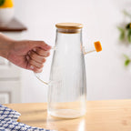 Fluted Cooking Oil Dispenser Bottle With Wooden Lid 1000ml Nestasia