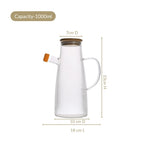 Fluted Cooking Oil Dispenser Bottle With Wooden Lid 1000ml Nestasia