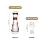 Fluted Glass Carafe Jug With 2 Tumblers Nestasia