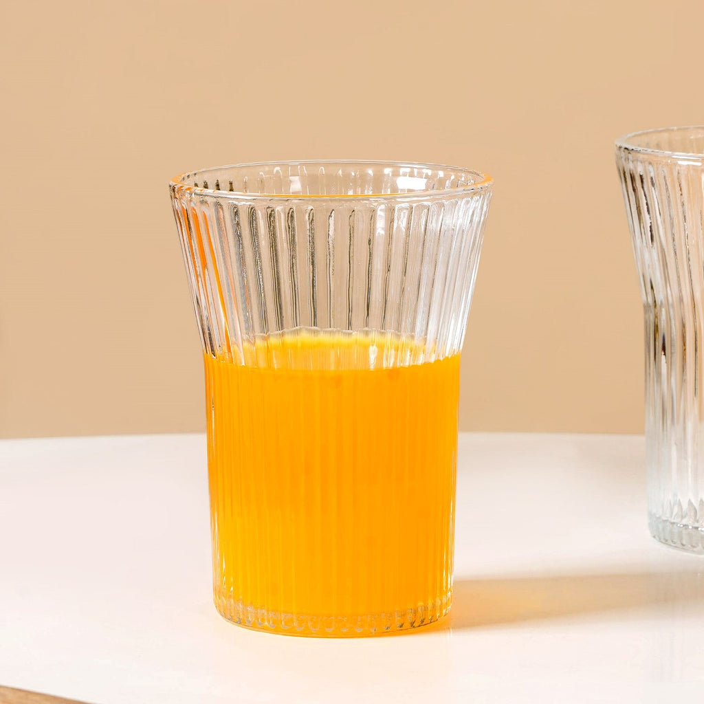 Fluted Glass Carafe Jug With 2 Tumblers Nestasia